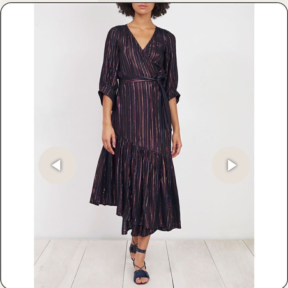 Apiece Apart Bougainville Wrap Dress Sparkle Stripe | Size 4